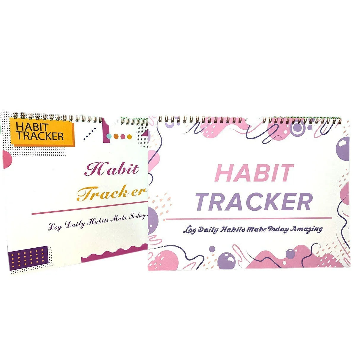 A4 habit tracking notebook in Flower White cover, open to show 12 internal pages for schedule recording.