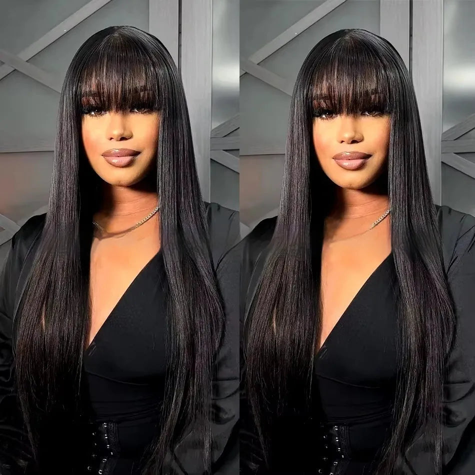 Women's natural colour human hair wig with full-mechanism headgear on a stand