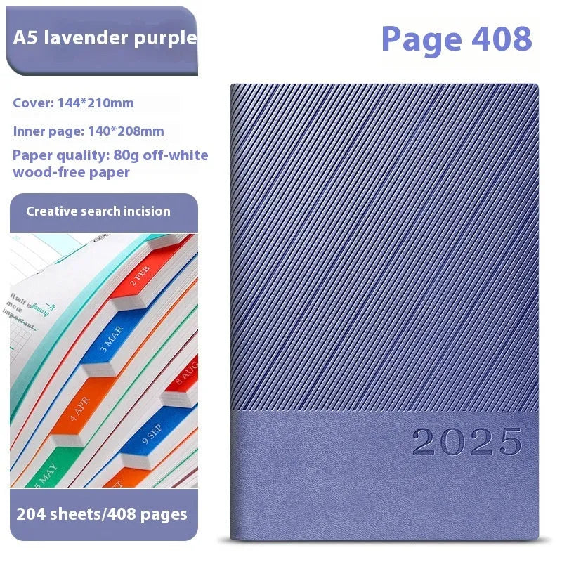 A4 office notepad with striped PU leather cover showing eight colour options