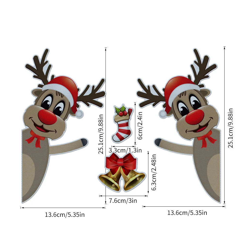 Christmas elk bell magnetic bumper stickers with reflective luminous properties on car door