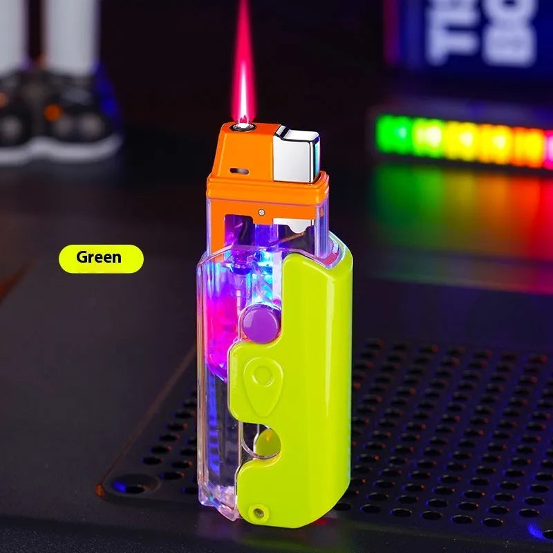 Colourful orange, purple, or green plastic radish-shaped wind-resistant lighter.