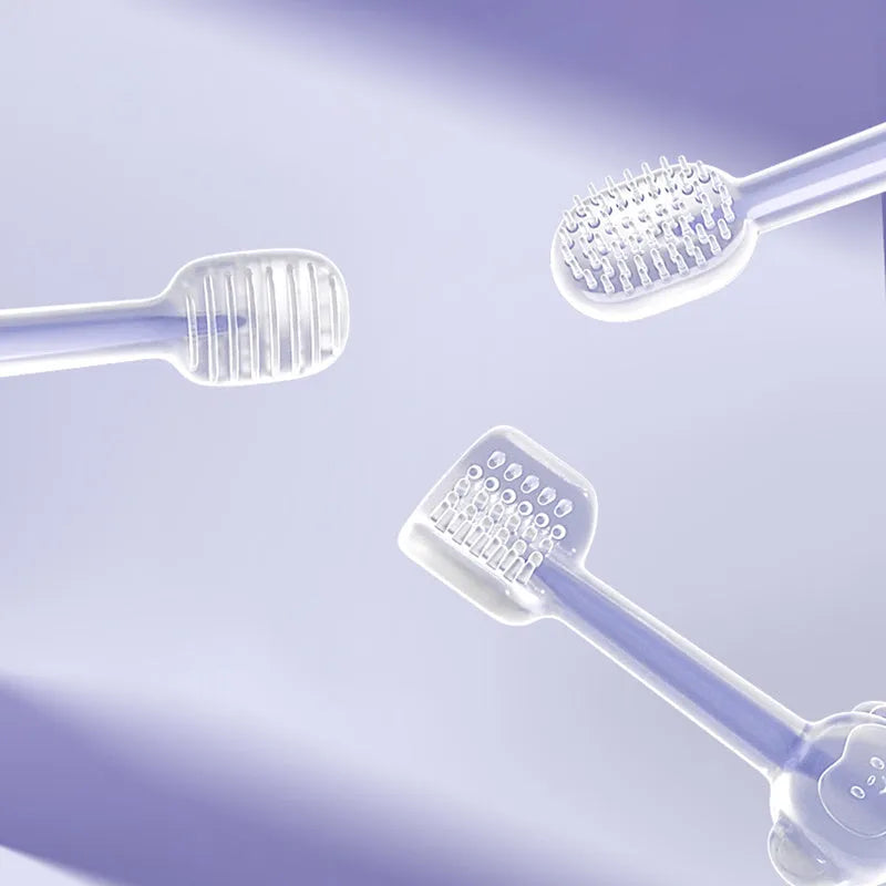 Silicone pet finger toothbrush for dogs and cats in purple colour