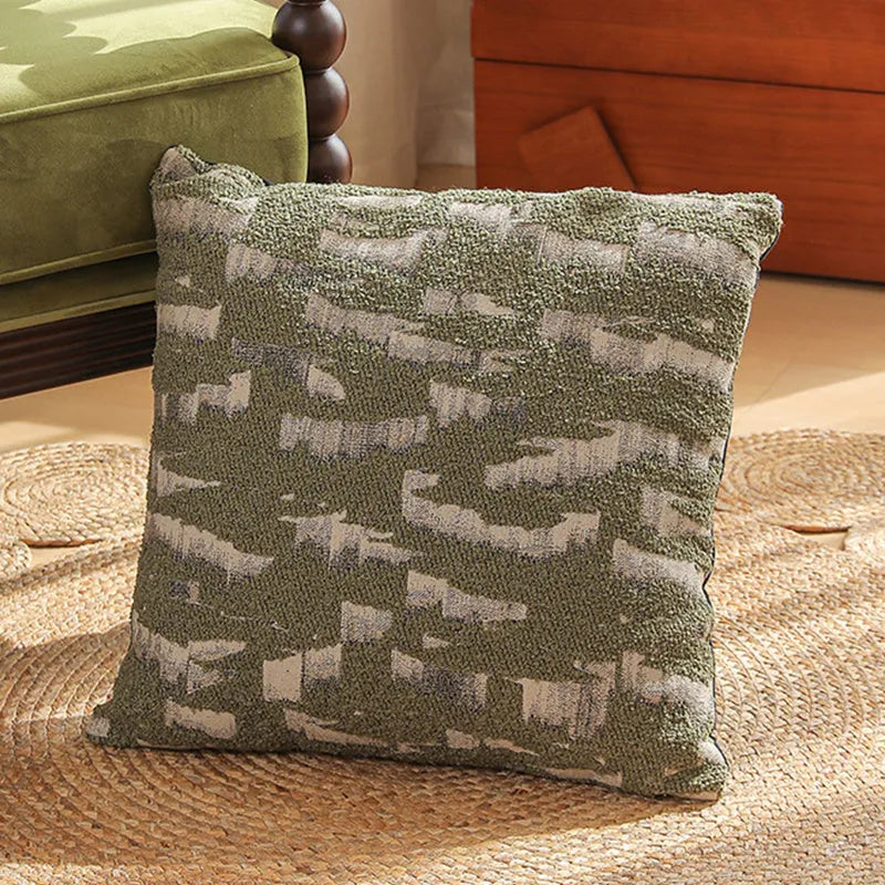 Yarn-dyed Jacquard sofa pillow cover with plant and flower pattern in a 45x45cm square.