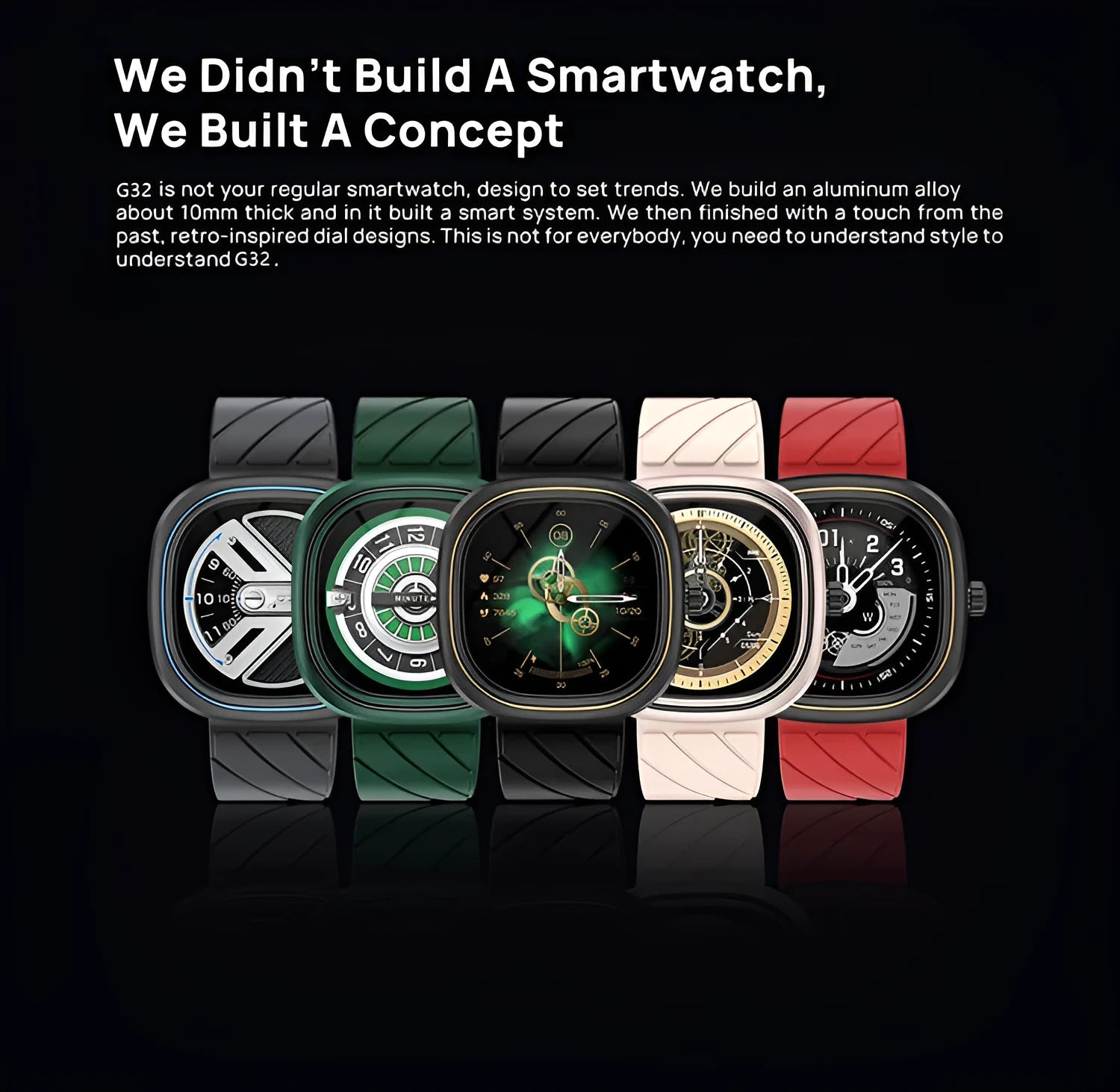 Black smart bracelet watch with 1.32-inch screen and silicone band on a wrist.