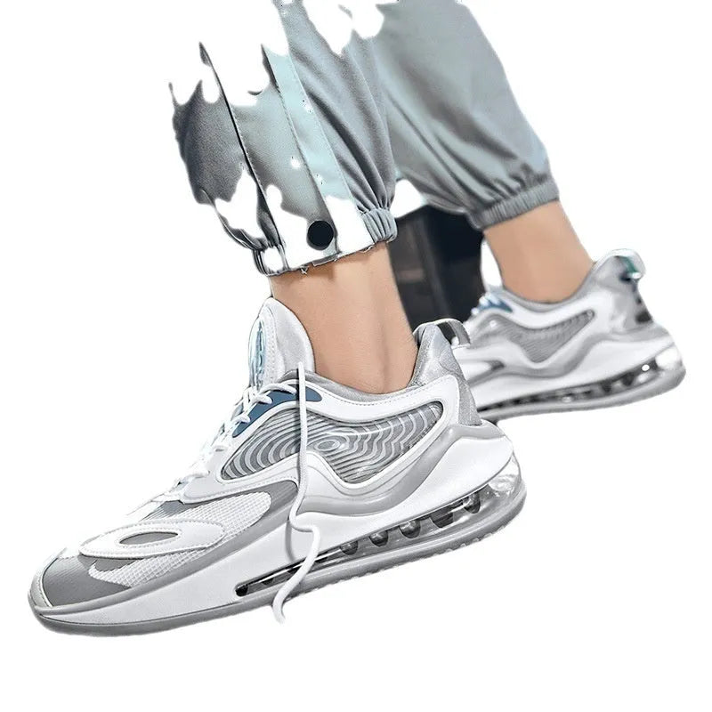 Men's summer air cushion trainers in Space Black with height-increasing design and rubber sole