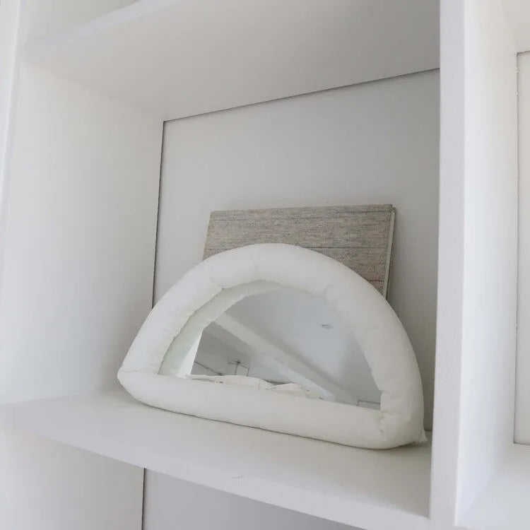 Hanging cotton-filled fabric mirror in white, black, or sapphire blue with 23X40X5CM dimensions