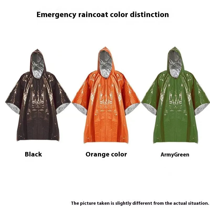 Marathon Wild orange or army green cross-country raincoat poncho laid flat showing 100x130cm size