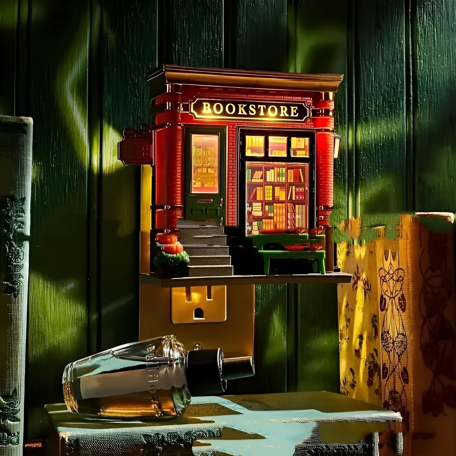 Cartoon Christmas house small night lamp ornament made from plastic and resin materials