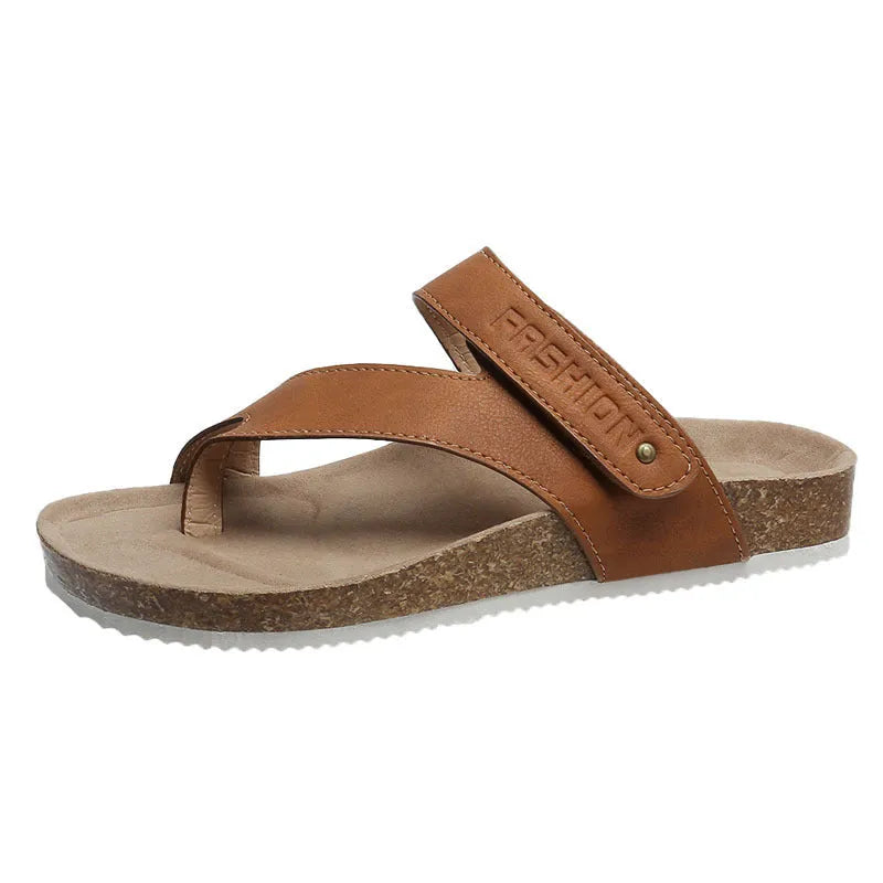 Flat toe ring thick-soled flip-flops in artificial PU with foam sole, shown in blue colour