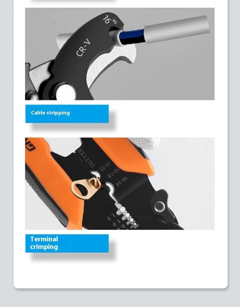Fully automatic wire stripping pliers tool with high carbon steel blade
