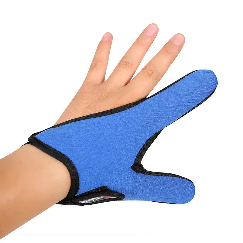Single two-finger fishing glove with diving cloth back and microfiber palm, shown in a selected colour.