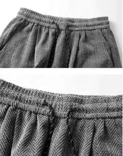 Men's fleece-lined hollow-out trousers in straight-leg design with elastic waistband