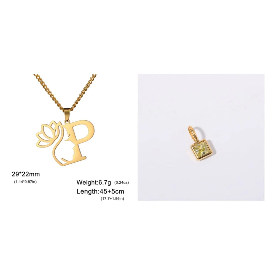 Women's stainless steel necklace with single pendant in gold or silver electroplated finish on a cross chain.
