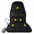 Black heating massage mat for infrared physiotherapy with power cord and seat cushion.