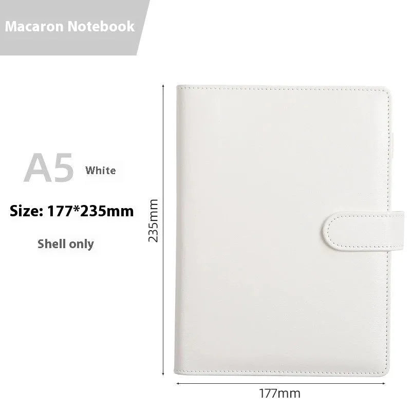 A5 solid colour PU leather notebook shell with zipper closure shown in pink