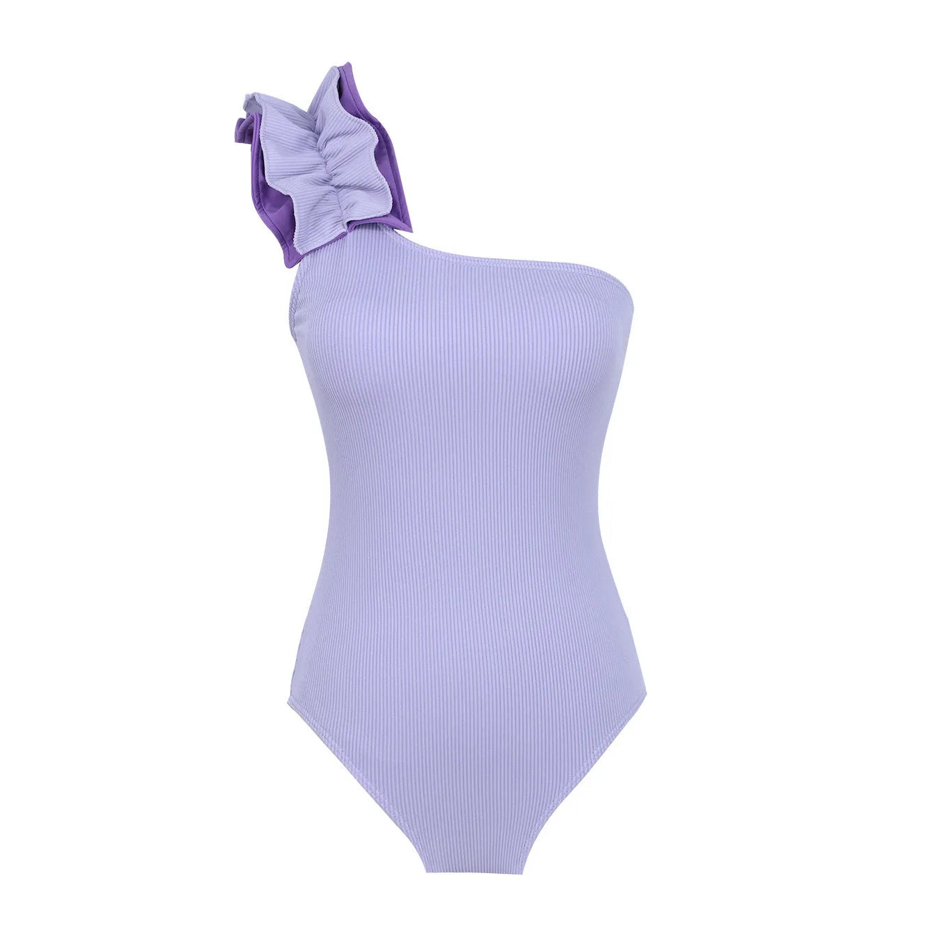 Women's solid color high waist one-piece swimsuit in polyester with sleeveless tight fit design