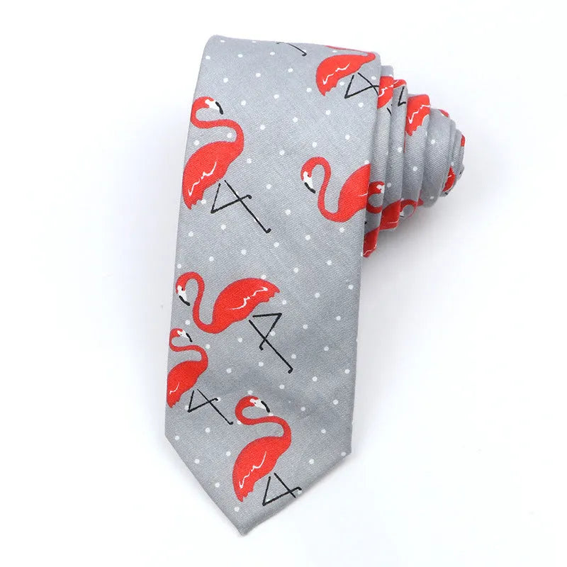 Korean style narrow cotton bow tie with cartoon print pattern in casual men's accessory