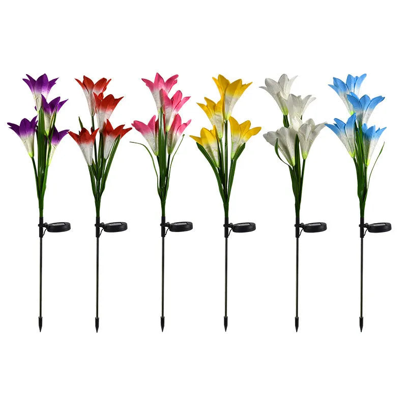 Solar-powered flower-shaped decorative lantern for outdoor garden and courtyard lighting
