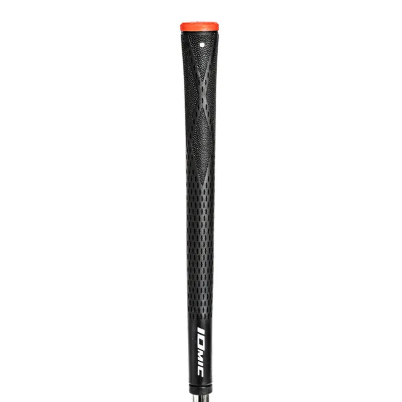 TPE material golf club grip shown in various colour options including pink, red, blue, and two-tone black.