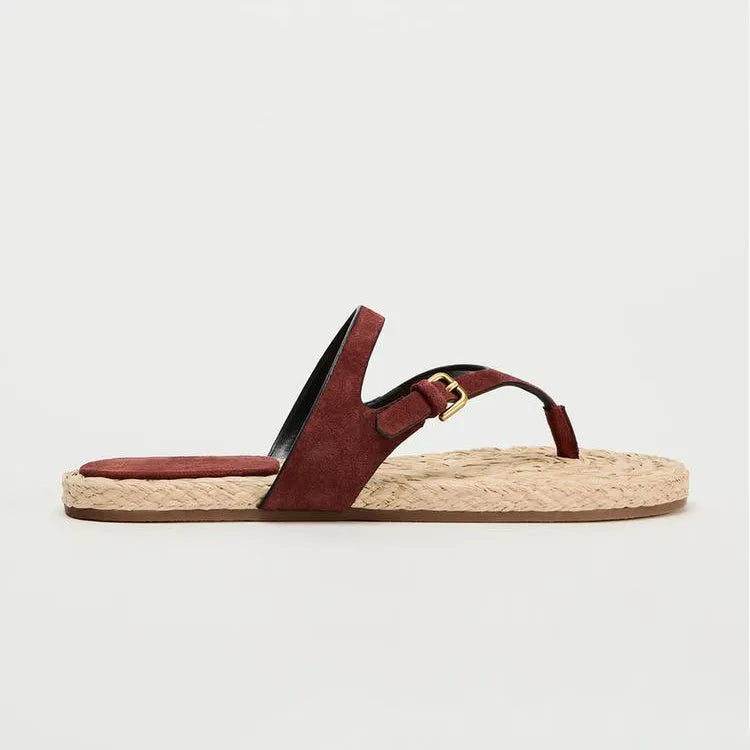 Women's woven flip-flops in Light Green with microfiber leather upper and 2cm rubber sole