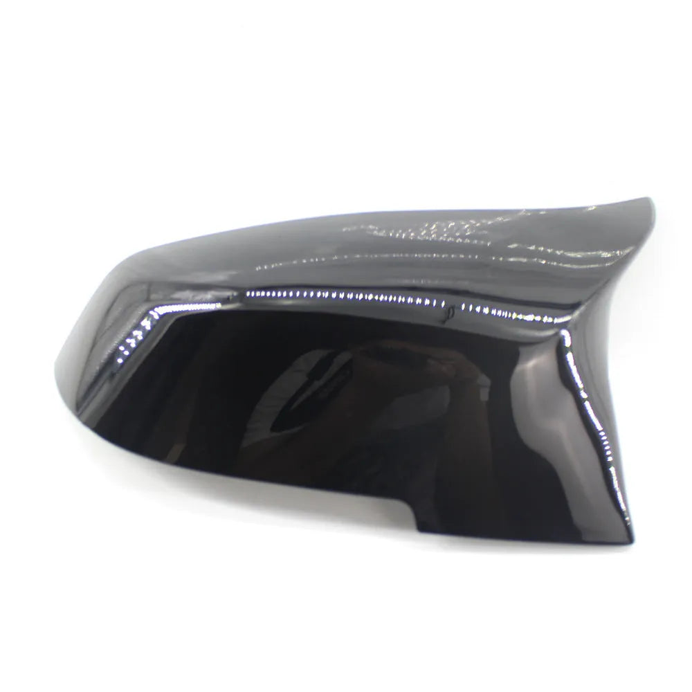 Pair of dark bright paint bright black modified horn rear-view mirror shells for BMW 3 Series and 4 Series.