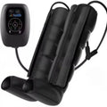 Air compression leg arm waist massager unit with handheld remote control, showing L XL XXL size options