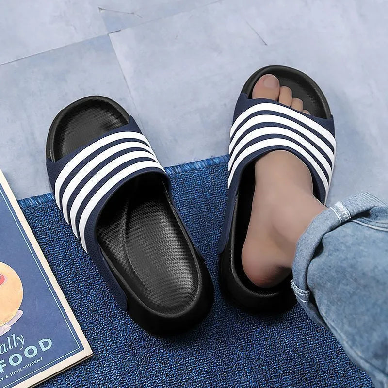 Casual EVA sole PVC slippers in beige, black and white, blue and white, or green colours