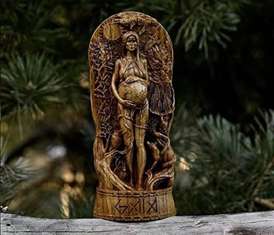 Detailed resin sculpture of a Greek goddess statue for garden or altar display.