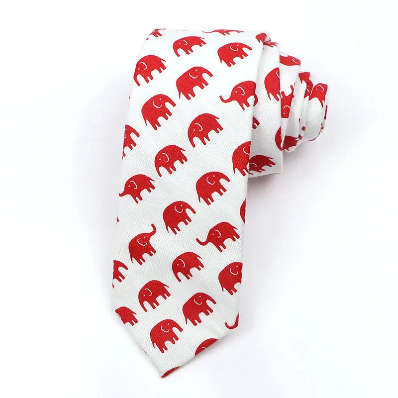 Korean style narrow cotton bow tie with cartoon print pattern in casual men's accessory