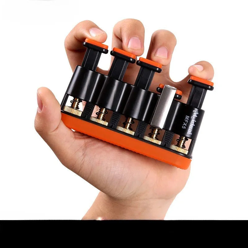 Grey and orange non-slip silicone finger trainer for hand-muscle development