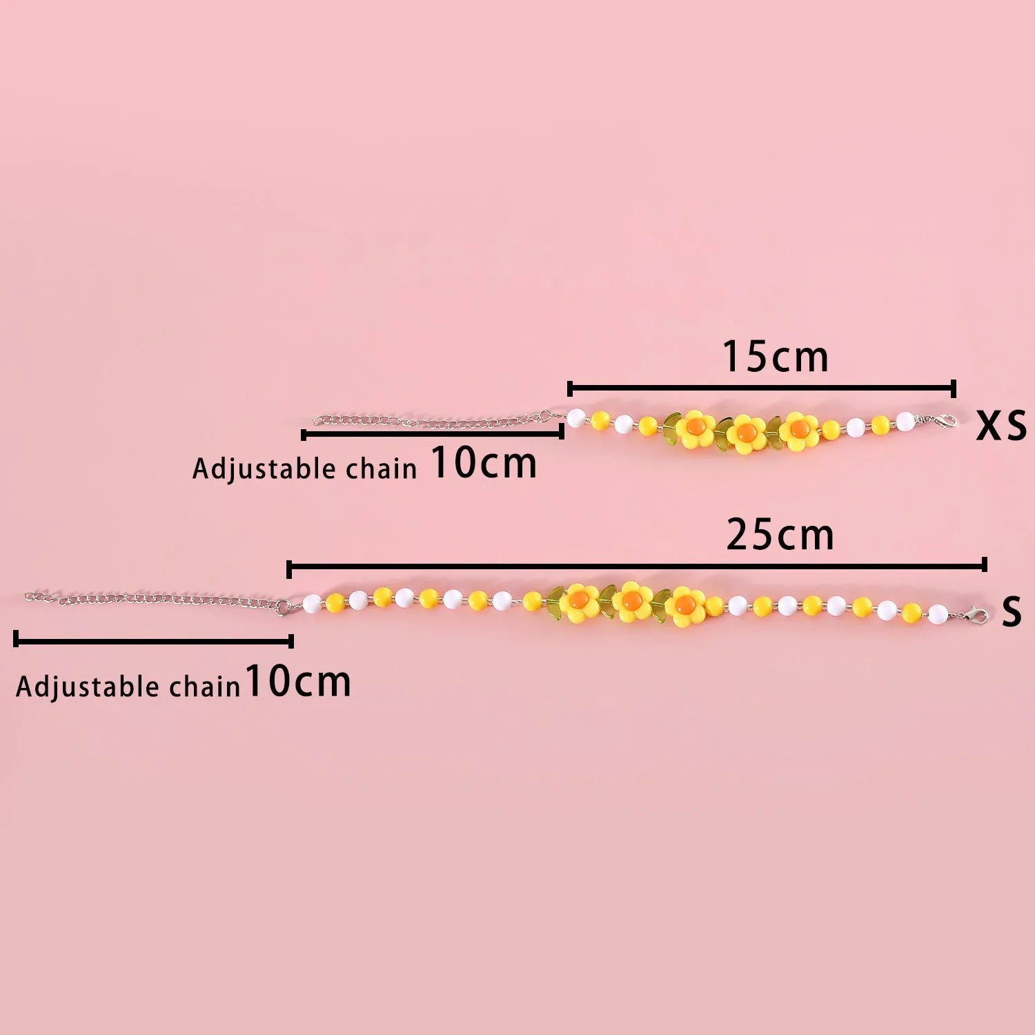 Colourful plastic pearl pet necklace for cats with adjustable sizing in rainbow, peach, and small flower patterns