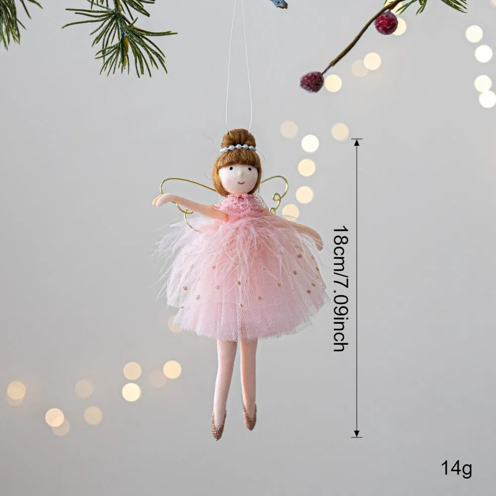 Plush ballet girl doll pendant charm in pink and white colour options with cloth construction