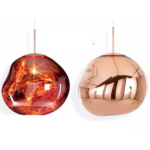 Nordic post-modern lava glass chandelier in gold finish with irregular pendant design