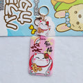 Cartoon lucky cat plastic card sleeve with hanging ferrule pendant for certificates.