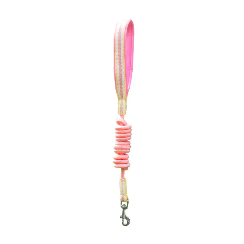 Nylon dog walking vest chest strap with 1.5 metre rope in multiple colour options