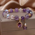 Purple natural amethyst crystal bracelet for women with micro inlay processing