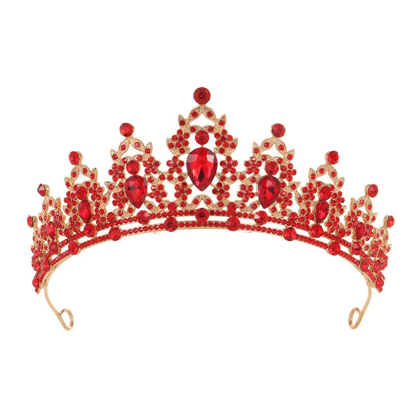 Alloy baroque bridal crown headdress with diamond treatment in a silver and white diamond colour.