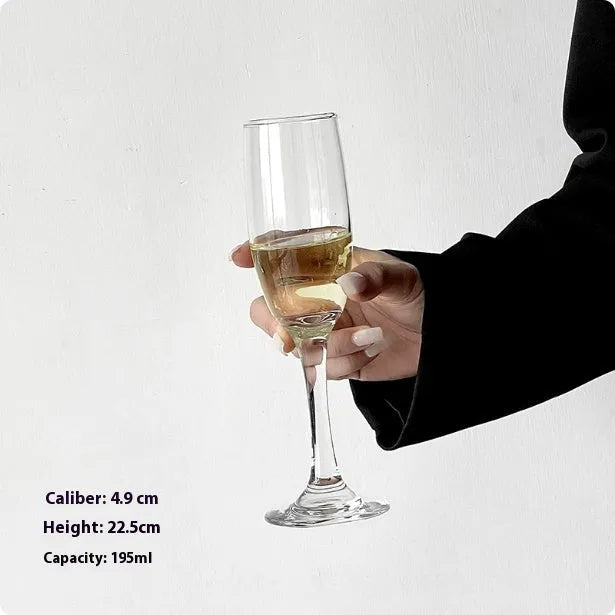 Clear crystal champagne goblet glass with tulip and flute options for wine and spirits
