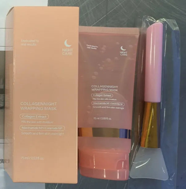 75ml collagen night face mask bottle with application brush for peel-off firming treatment