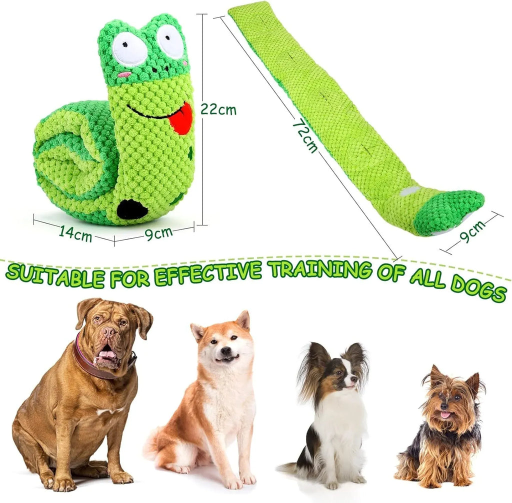 Squeak dog toy with snuffle puzzle design for foraging training in frog snail snake options