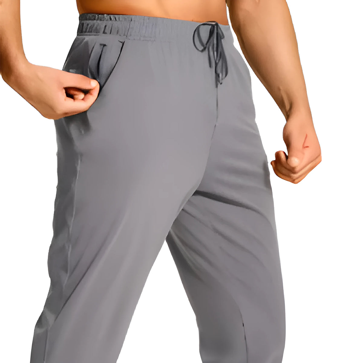Men's loose fit polyester trousers in solid colour available in sizes XS to 4XL