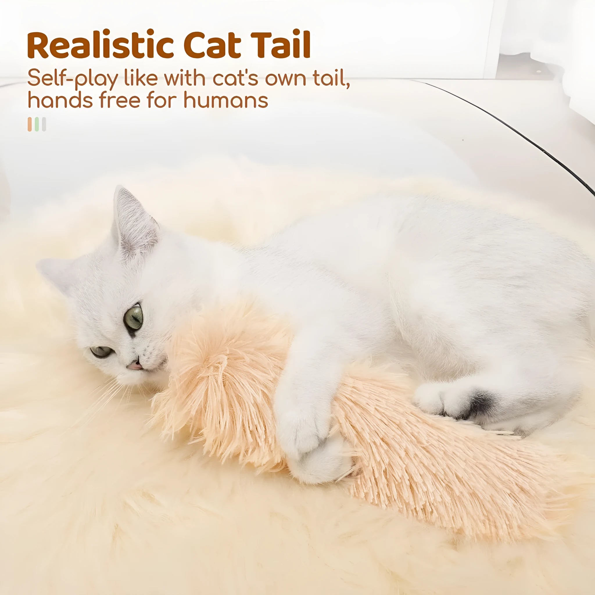 Small green plush pillow cat toy measuring 27cm by 10cm on a plain background