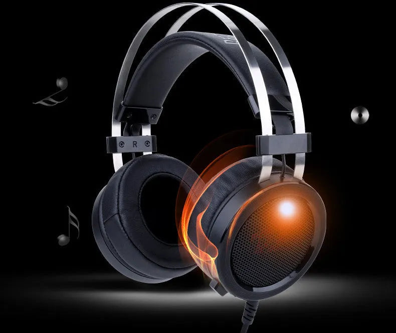 Black wired computer gaming headset with 3.5mm connector and 2-metre cable for PC and console use
