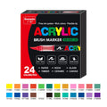 Set of straight liquid acrylic marker pens with soft heads in multiple colours for art and graffiti.