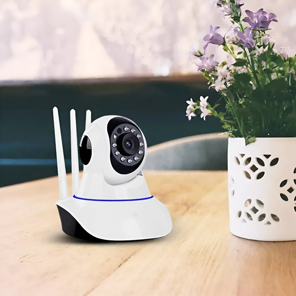 White wireless dome security camera with 3.6mm lens for HD night vision monitoring