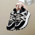 Women's solid colour platform sports casual shoes with round toe and lace-up fastening