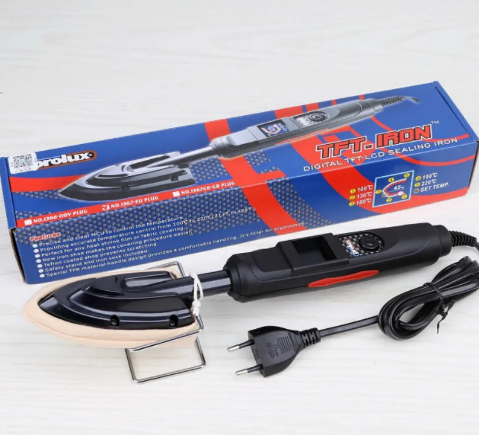 Electronic temperature control hot iron with adjustable temperature dial and EU plug