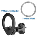 Black magnetic suction car air vent phone holder mounted on a vehicle vent.