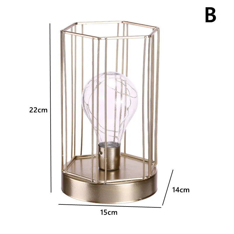 Iron geometric light bulb candle pendulum ornament with electroplated metallic finish