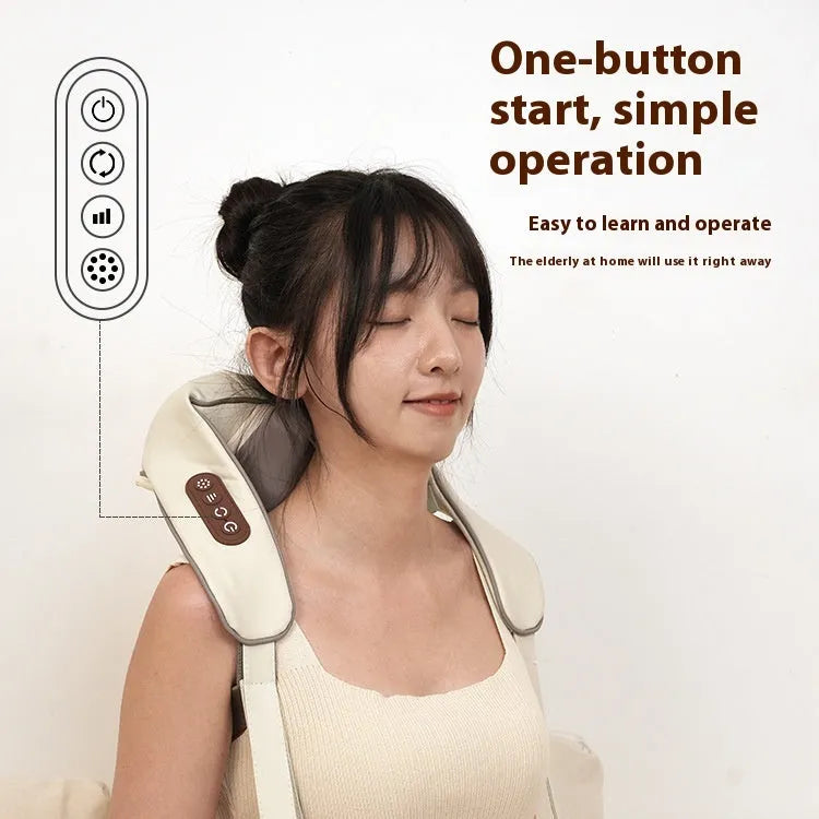 Blue rechargeable electric neck and back massager with foldable design